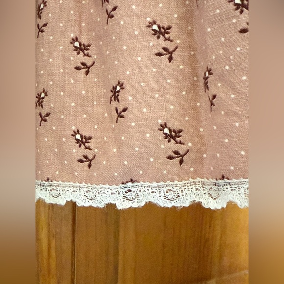 Vintage Gunne Sax skirt in pink floral with lace accents size 11 - Picture 4 of 9